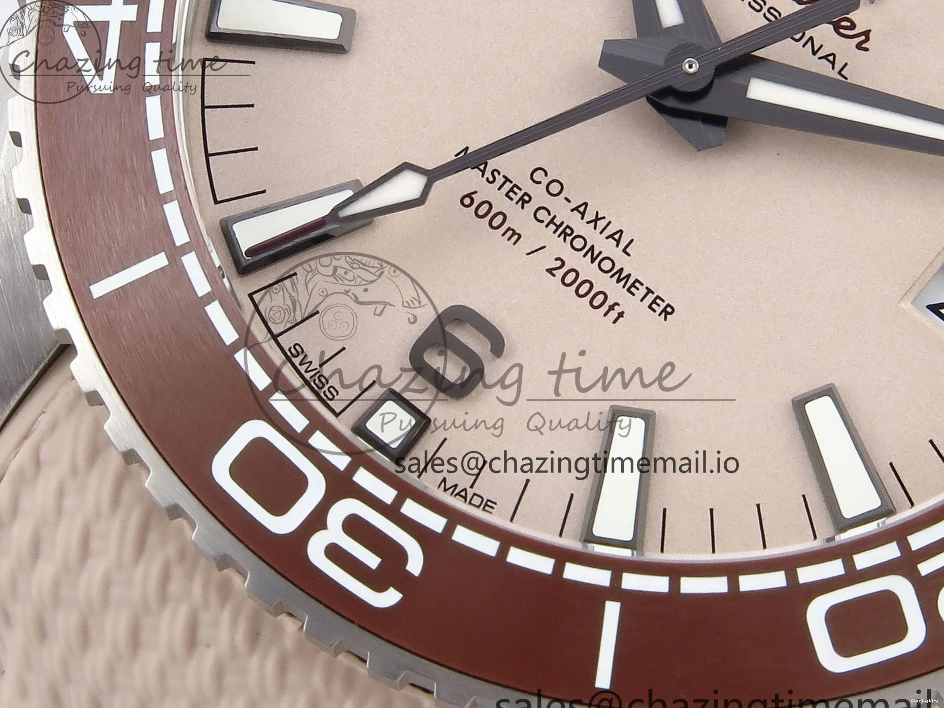 0323 Planet Ocean 43.5mm SS VSF 1:1 Best Edition Brown Bezel Sand Dial on Sand Rubber Strap A8900 Super Clone Neat 7710